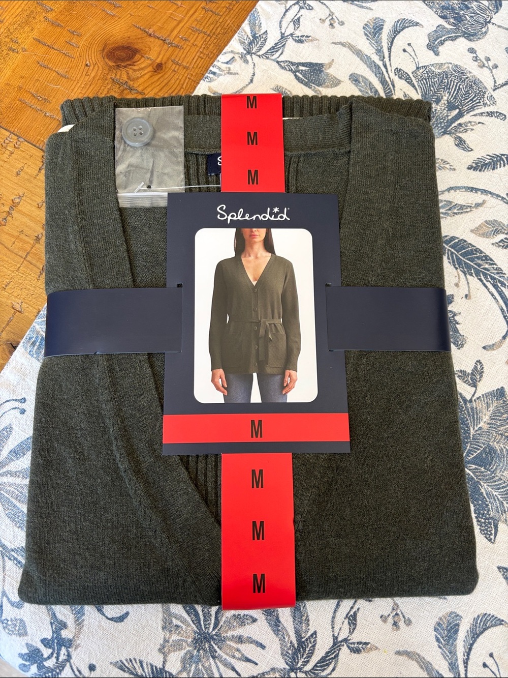 Splendid Olive Wrap Front Tie Cardigan